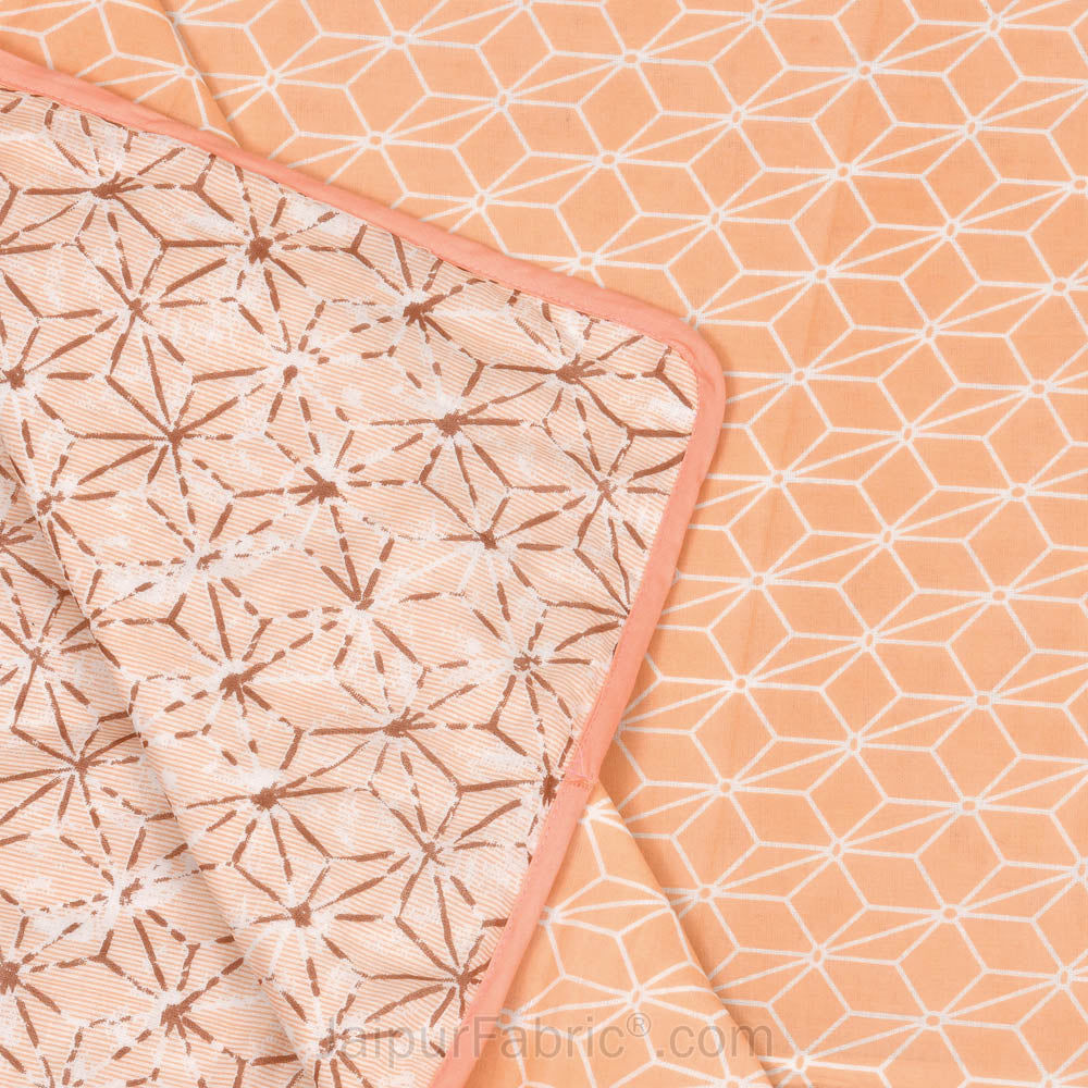 Geometricity Peach Single Bed Dohar Blanket